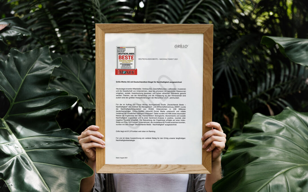 Auszeichnung mit Deutschlandtest-Siegel für Nachhaltigkeit